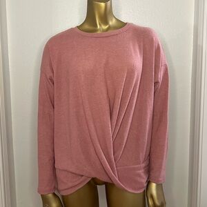 Gaze Front Twist Tie Women’s Long Sleeve Mauve Blouse Active Top Sz Small